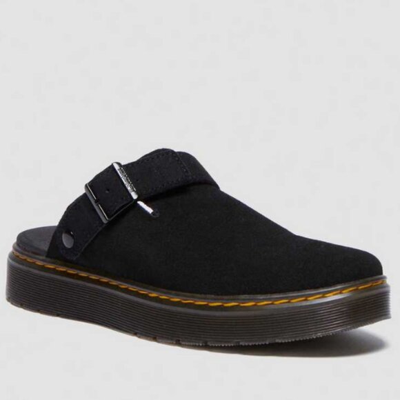 Dr. Martens Carlson Black Suede Unisex Slingback Mules Clogs 10 11 43 NIB - Picture 1 of 4